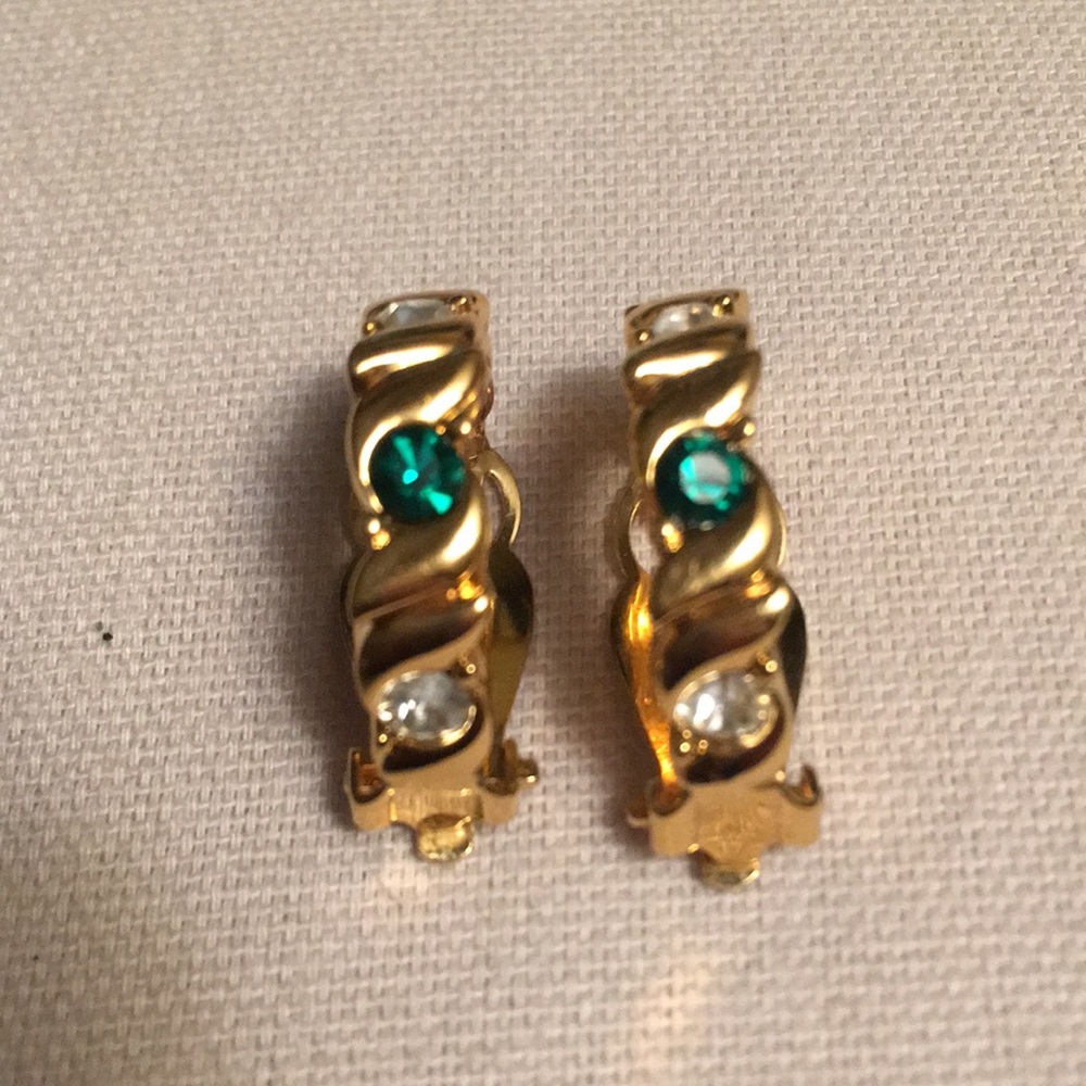 D’orlan Vintage Half Moon Gold Tone Clip on Earrings